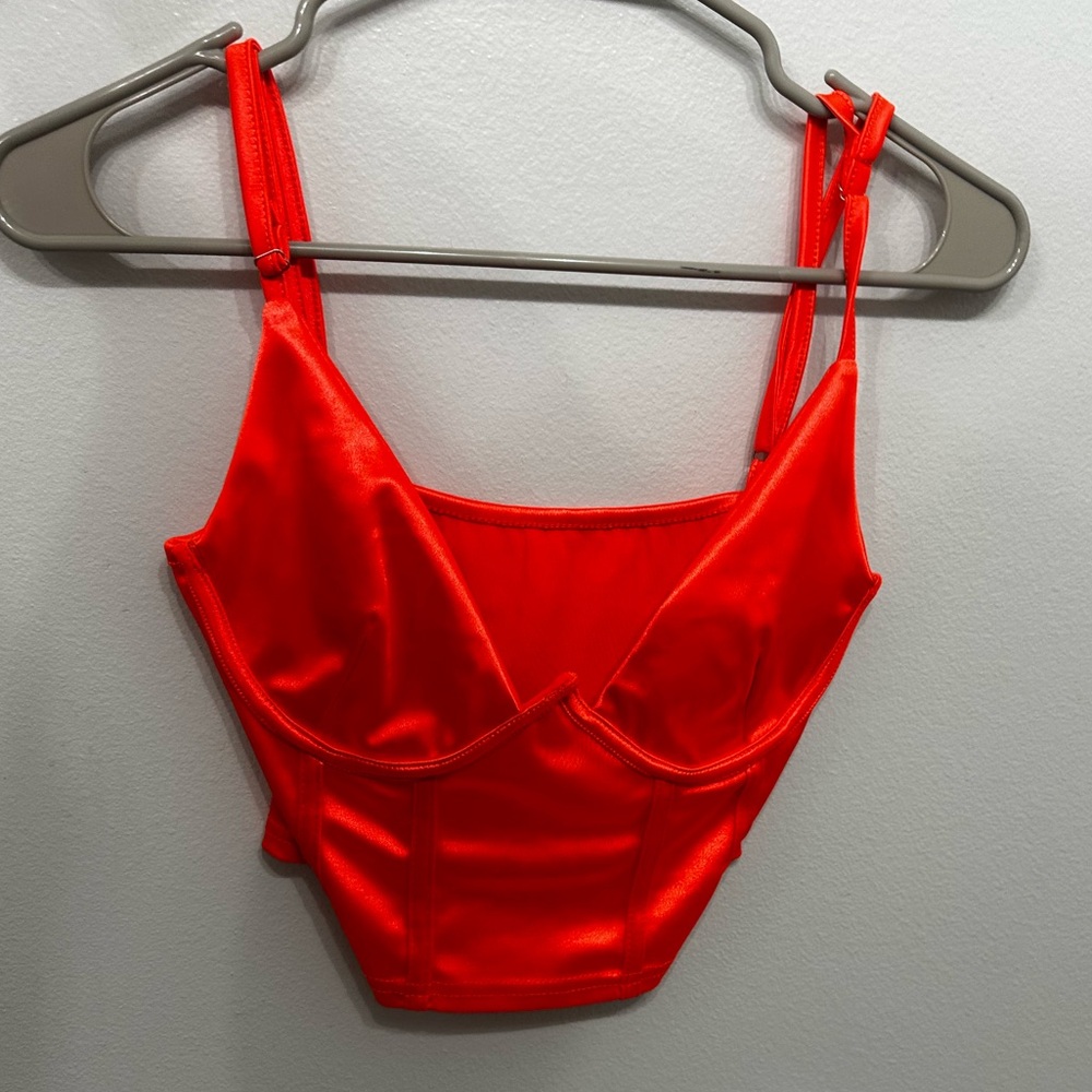 S Neon Orange Cropped Top